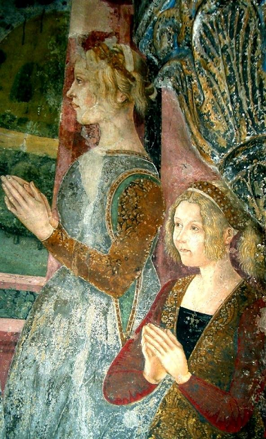 Fresque du Mont Sacré de Crea représentant les deux filles de Guillaume VIII Paléologue